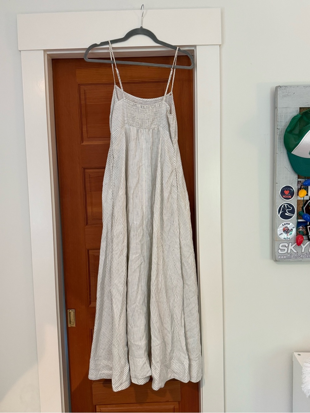 Madewell Linen White Striped Midi/Maxi dress - Picture 2 of 3